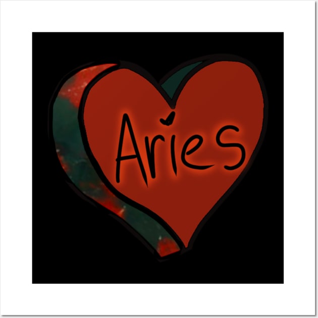 Aries Bloodstone Love Heart Wall Art by ROLLIE MC SCROLLIE